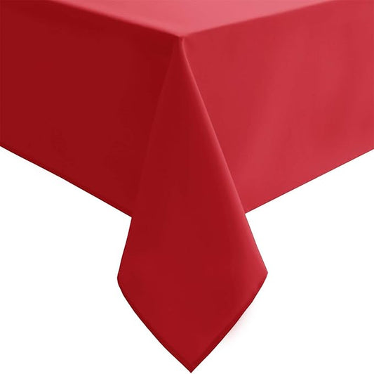 Hiasan Red Rectangle Tablecloth - Waterproof Washable Polyester Christmas Fabric Table Cloth for Party, Wedding, Banquet and Restaurant, 90 x 132 Inch