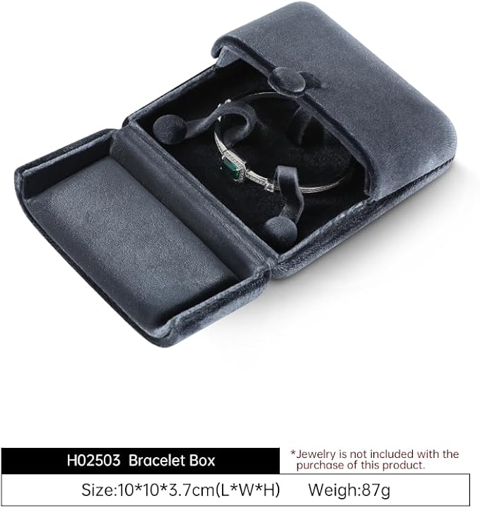 Velvet Bracelet Box，Ceremony Gift Boxes for Jewelry Display，Bracelets Holder for Women，Men Valentine Gifts Case (Grey)