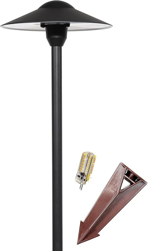 LED Pathway Lights 131 - Heavy Duty Metal Low Voltage Landscape Lighting, 12V Driveway Lights Outdoor Walkway Garden Pathway Lighting with Warm White G4 3.5W 2700K LED Bulb, Ground Stake & Connectors