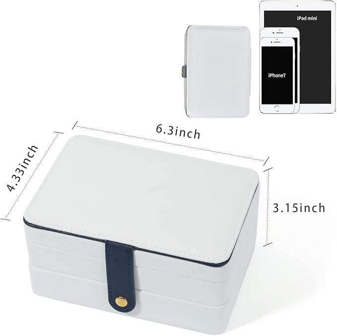 Jewelry Boxes For Girls And Women, Pu Leather Made Portable Jewelry Organizer Travel Case,3 Layers Girl Jewelry Box For Rings, Earings, Necklaces, Bracelets, Watches And Lipsticks (white)
