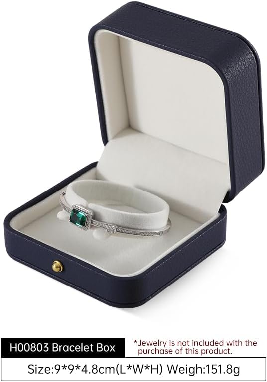 Bracelet Box, Leather Gift Box For Women,Premium Jewelry Boxes,Luxury Bangle Box (Dark Blue)