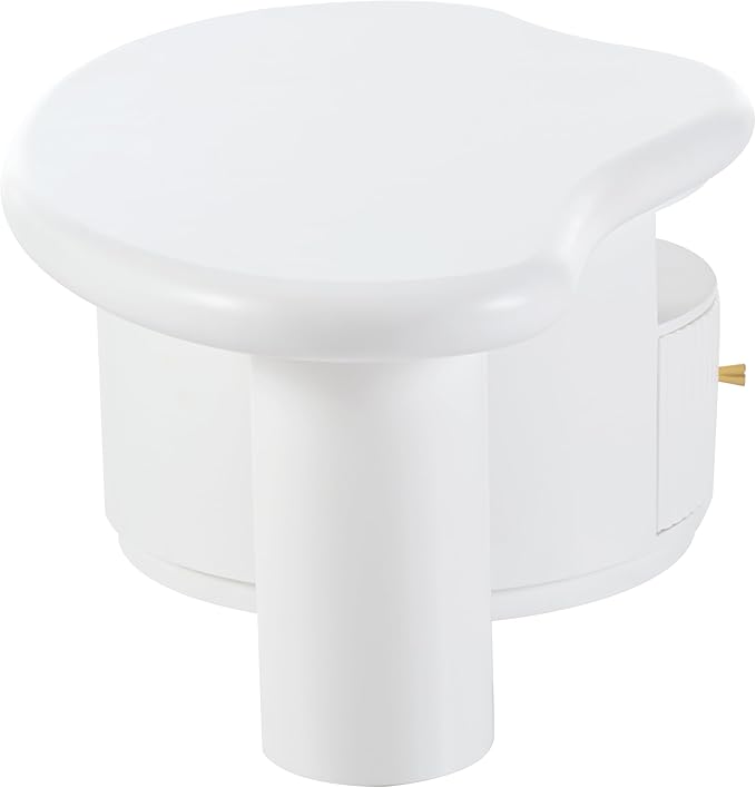 WILLIAMSPACE 43.3" Cloud Coffee Table with Drawer and Shelf, Modern Irregular Shape Coffee Table Storage Center Table Accent Side End Table for Living Room Apartment, White