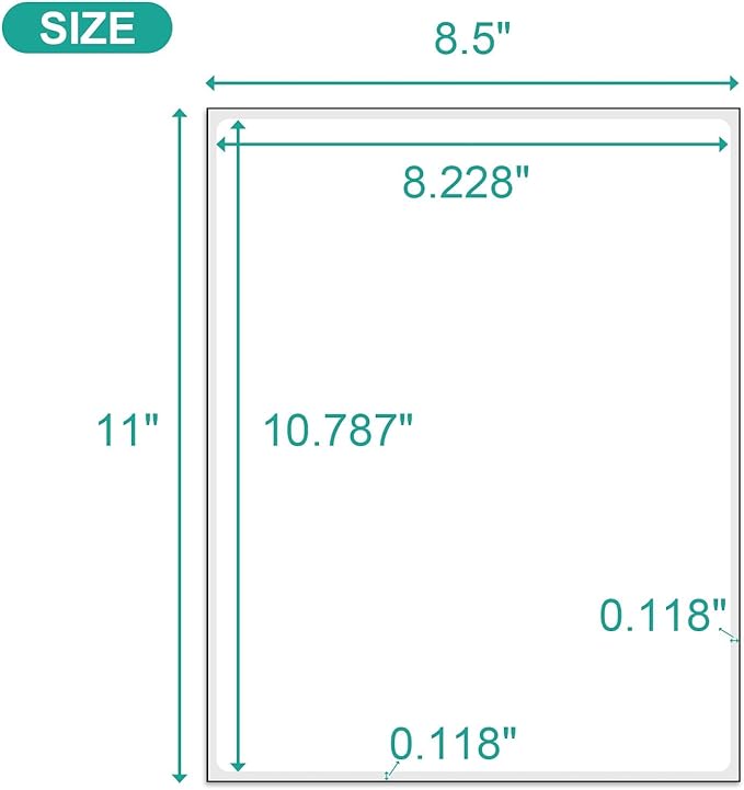 MFLABEL Full Sheet Sticker Label, Address Sticker, White Matte Label Paper, 8-1/2" x 11" Shipping Labels for Laser & Inkjet Printer (2500 Labels, 2500 Sheets)