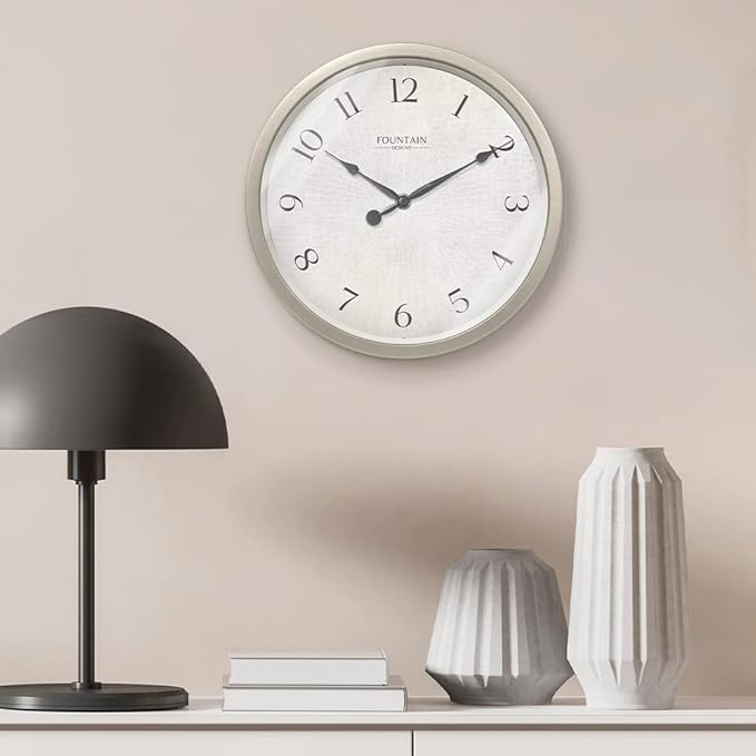 Modern Farmhouse Clock, Non Ticking Silent Clock, Modern and Vintage (Morning Silver, 10 inch)