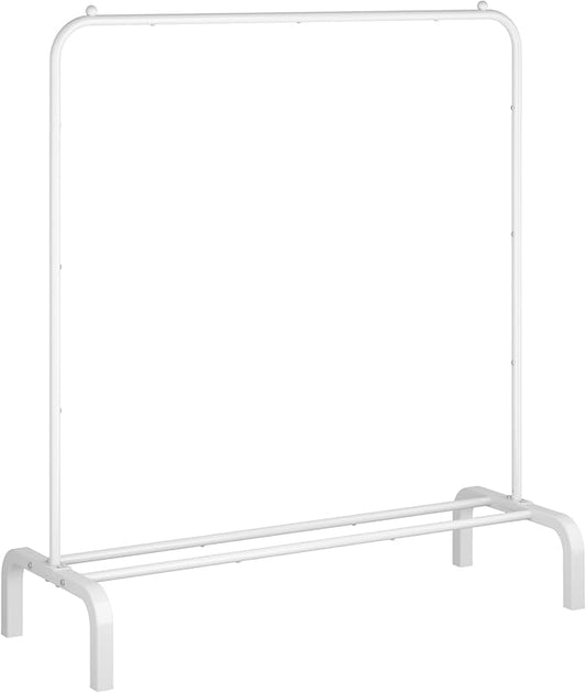 Clothes Rack Metal Clothing Rack with Bottom Shelf Garment Rack for Hanging Clothes Shirts Jeans and Coats White