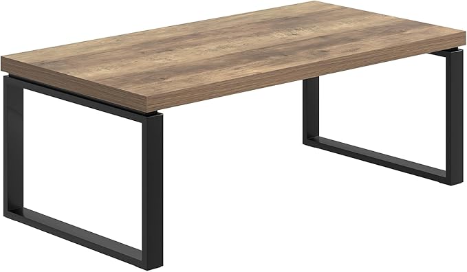 EXCEFUR Coffee Table, Modern Wood and Metal Living Room Table, Industrial Rectangle Center Table for Home Office, Rustic Oak, 47 Inch
