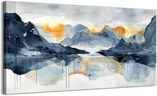 FUHAIHUA Canvas Wall Art For Living Room Framed Home Decorations For Bedroom Aesthetic Office Wall Decor Abstract Pictures Artwork Watercolor Ink Painting Contemporary 20x40 In