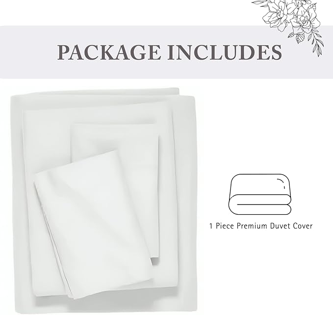 1000 Thread Count Queen Duvet Cover 100% Egyptian Cotton White Solid Long Staple Luxury Quality Sateen Weave Durable Soft Comfy Comforter Cover with Zipper Closure & Corner Ties