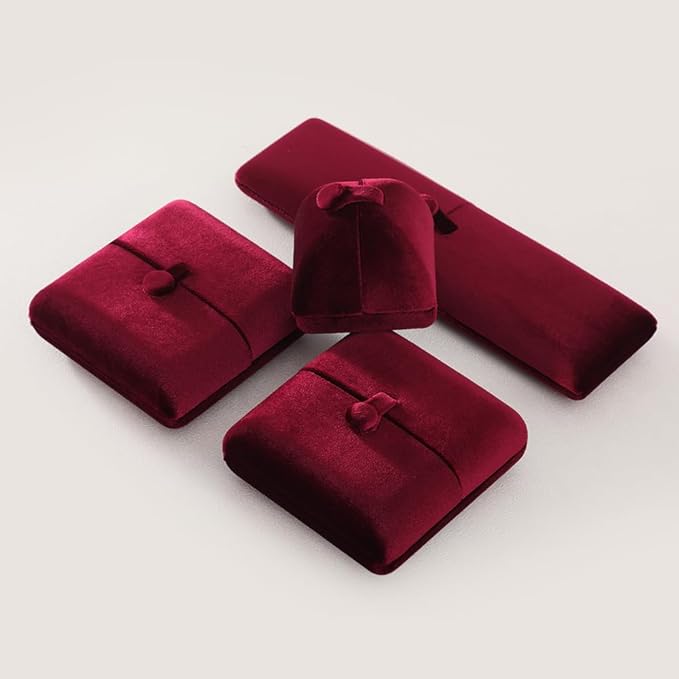 Necklace Jewelry Box，Velvet Earring Gift boxes Display，Valentine Necklaces Holder for Women，Men Earrings Storage Cases (Red)