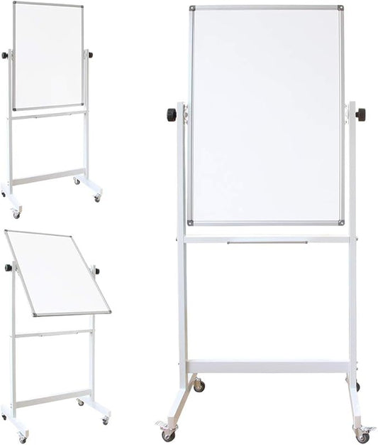 DEVELOP Magnetic Mobile White Board with Stand, 36 x 24 Inches, Rolling Double Sided Dry Erase Board on Wheels, Small Writing Standing Whiteboard Easel Easy Flip for Home, Office & School