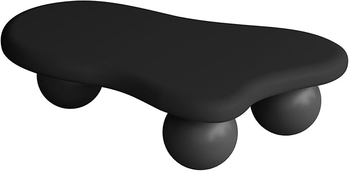 47 Inch Cloud Shaped Coffee Table with 3 Ball Legs for Living Room Black