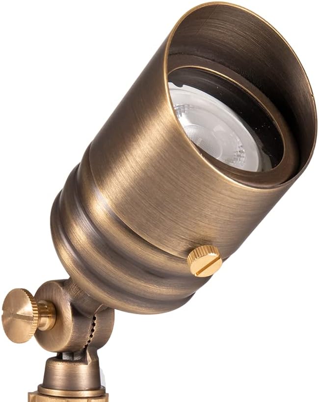 VOLT Fat Boy 12V Brass Outdoor Mini Spotlight (Bronze) for Low Voltage Landscape Lighting of Yard, Lawn, Garden, Patio, Trees & House