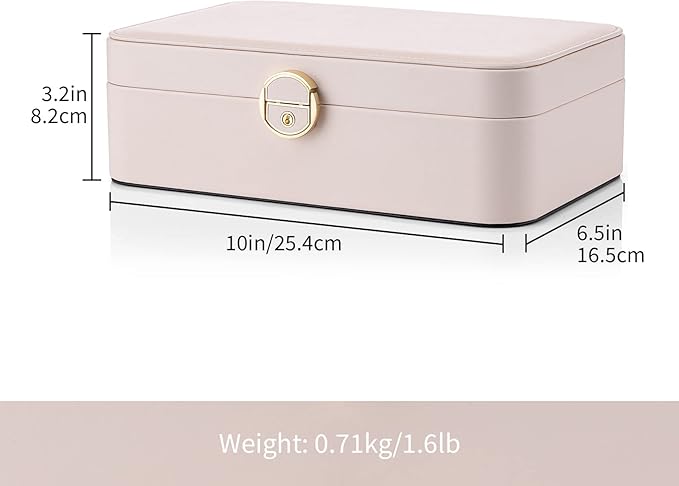 Vlando 2-Layer Jewelry Box,Valentines Day Gifts for Her Jewelry Organizer for Women Removable Jewelry Tray for Earrings Necklace,Gift Ideas,Birthday Graduation Gifts Apricot Pink