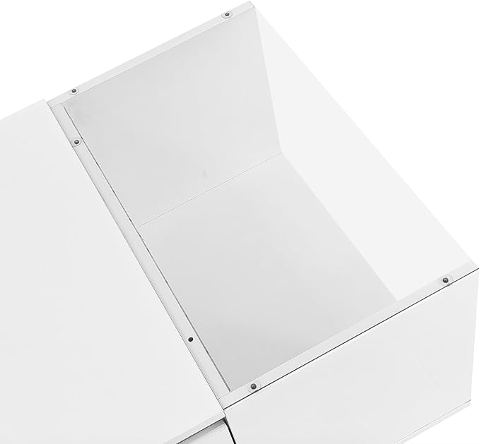 Modern High Gloss Coffee Table with Storage, 41.3-Inch Glass Top Center Cocktail Table with Drawers for Living Room, White