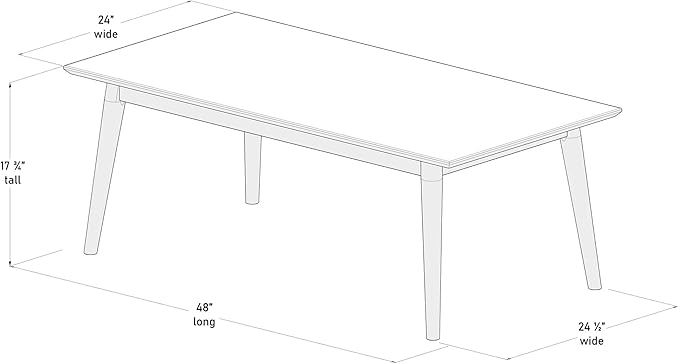 Plank+Beam 48 Inch Mid Century Modern Coffee Table, Wood Coffee Tables for Living Room, Rectangular Center Table, Occasional Table for Small Spaces, Walnut