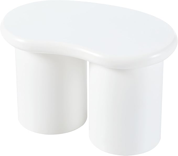 WILLIAMSPACE 38.2" Cloud Coffee Table Set of 3, Modern Irregular Shape Coffee Table with 2 Drawers & 2 Small Stools, Storage Center Table Accent Side End Table for Living Room Apartment, White