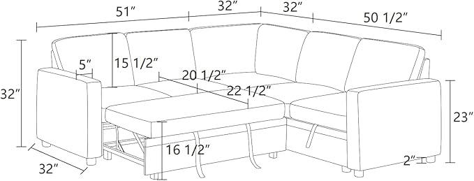 FONTOI L Shaped Sectional Couch with Pull Out Bed, Convertible Sleeper Sofa Bed Couch with Storage, Modern Modular L Shaped Sofa for Living Room, Bedroom, Apartment, Grey