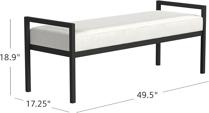 HomePop Modern Metal Bench|Bench for Living Room & Bedroom | Decorative Home Furniture - Cream Boucle