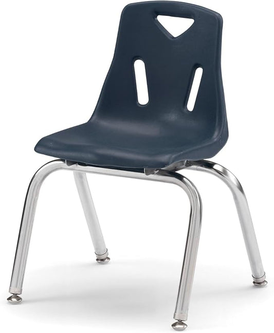 Berries Jonti-Craft 8144JC1112 Stacking Chair with Chrome-Plated Legs, 14" Height, Navy