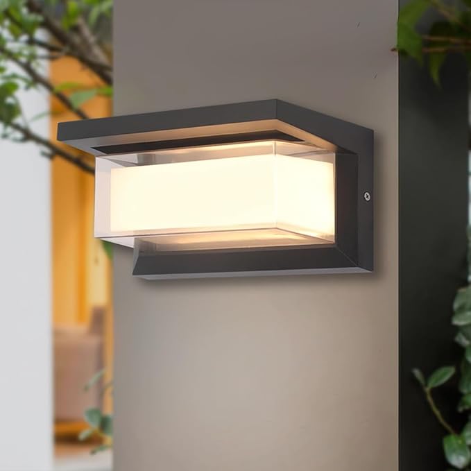 Outdoor Porch Light 24W Outdoor Wall Sconce Lights 3 Color 3000K/4000K/6500K Outdoor Light Fixture 2100LM IP65 Waterproof for House Garage Exterior Lighting fixtures Backyard Garden 1 Pack