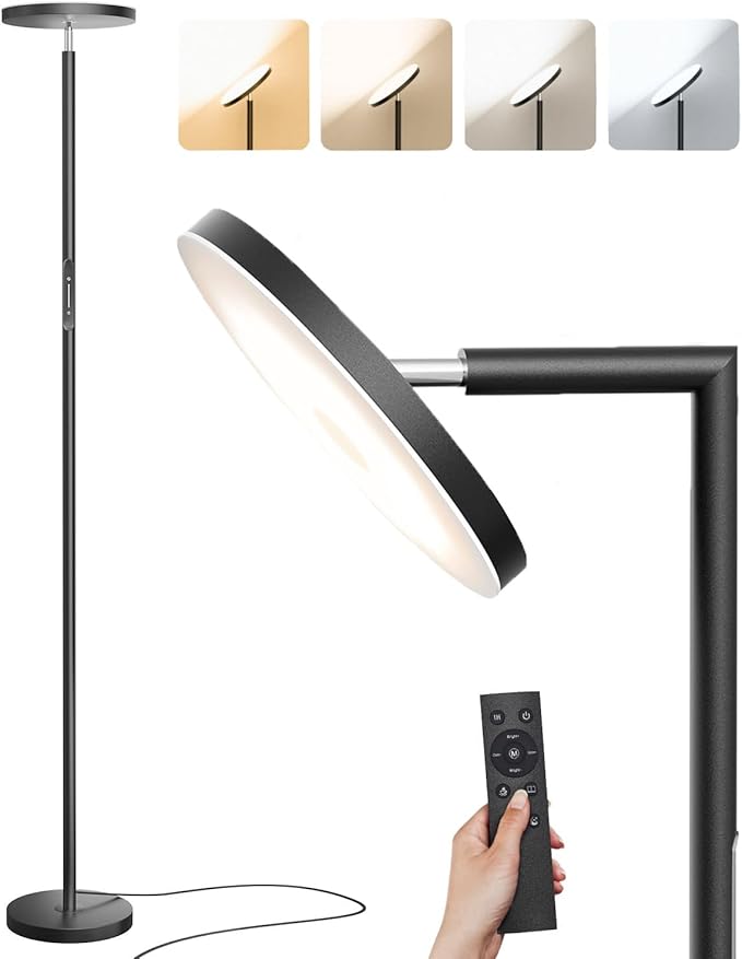 Floor Lamps for Living Room, 32W 3000LM Super Bright LED Torchiere Floor Lamp with Remote & Touch Control, 69" Tall Standing Lamp with 350°Rotating Head for Reading Office Bedroom