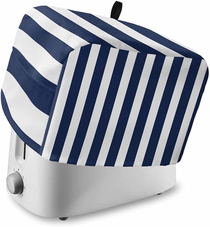 Toaster Cover 2 Slice Navy Blue Stripes Toaster Oven Cover with Pockets Blue Vertical Striped Dustproof Bakeware Protector Small Kitchen Appliance Dust Covers and Fingerprint Protection for Women