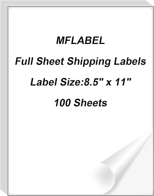 MFLABEL Full Sheet Sticker Label, Address Sticker, White Matte Label Paper, 8-1/2" x 11" Shipping Labels for Laser & Inkjet Printer (4000 Labels, 4000 Sheets)