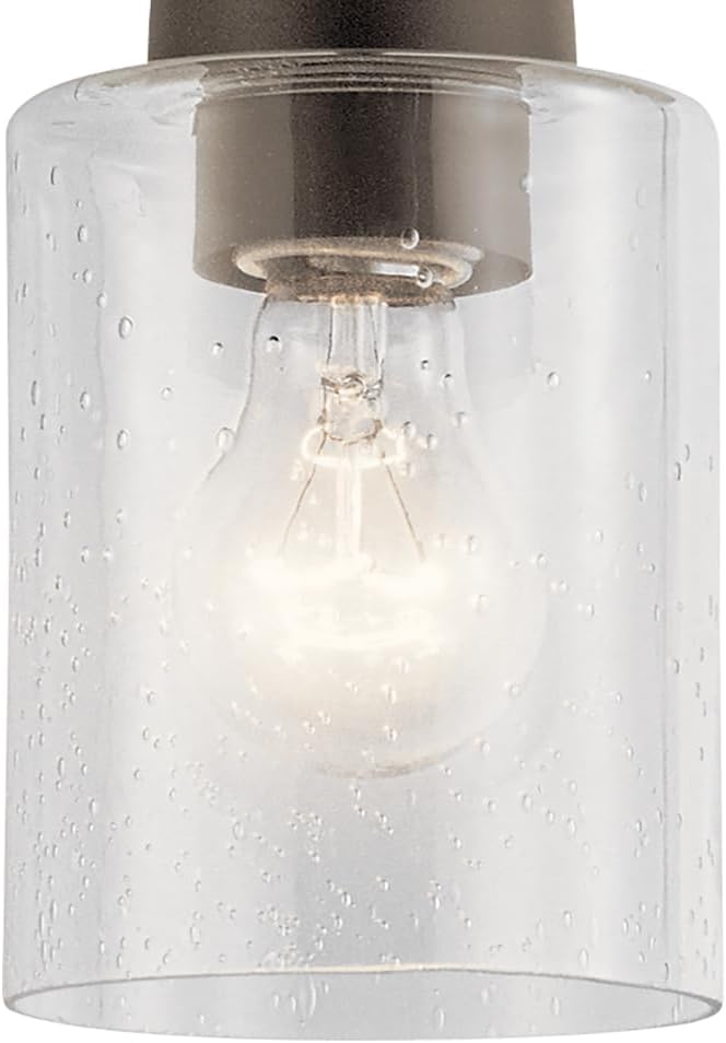 Kichler Winslow 7.5" Mini Kitchen Pendant with Clear Seeded Glass in Olde Bronze®, (7.5" H x 4.25" W), 44032OZ