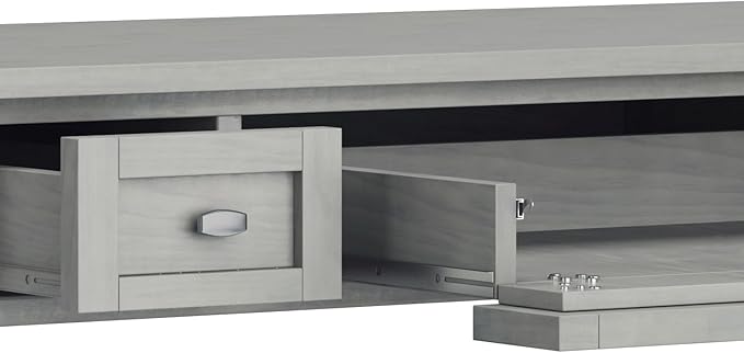 SIMPLIHOME Warm Shaker Desk - 48-Inch Wide Solid Wood Writing Desk in Fog Grey, Transitional Home Office Computer Table for Workspace or Study with Flip-Down Keyboard Tray and 2 Drawers