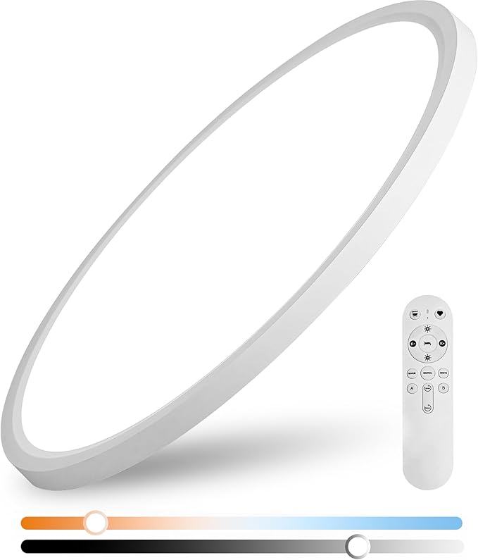 42W 20" Large LED Flush Mount Ceiling Light with Remote Control, Dimmable 2700K-6500K Color Temp Adjustable, Ultra-Thin Flat Round Fixtures for Bedroom, Kitchen, Office, White