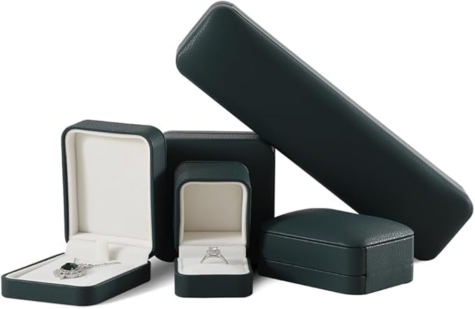 Ring Box, Leather Jewelry Case, Luxury Ring Display, Men's Engagement Wedding Ring Box, Green