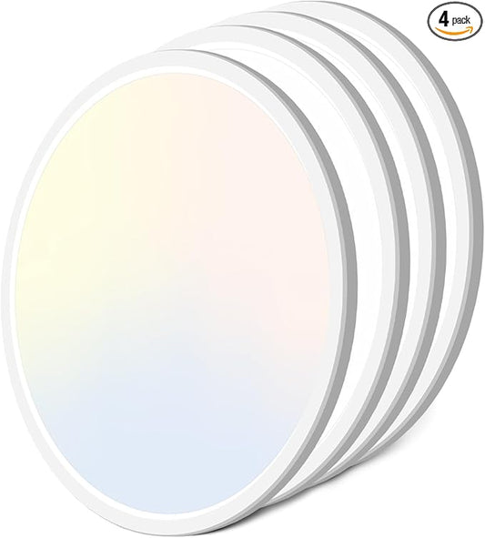 zemty 4Pack 16.5 Inch LED Ceiling Light Flush Mount, 36W 4200lm Super Slim Flush Mount Ceiling Light Fixtures, 3000K/4500K/6000K Selectable Ceiling Lamp for Bedroom Kitchen Living Room (White)