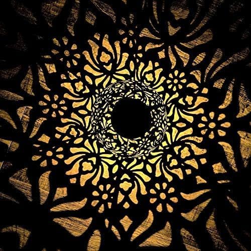 Outdoor Solar Hanging Lantern Lights Metal LED Decorative Lamp for Garden Patio Courtyard Lawn and Table with Hollowed-Out Design (White)