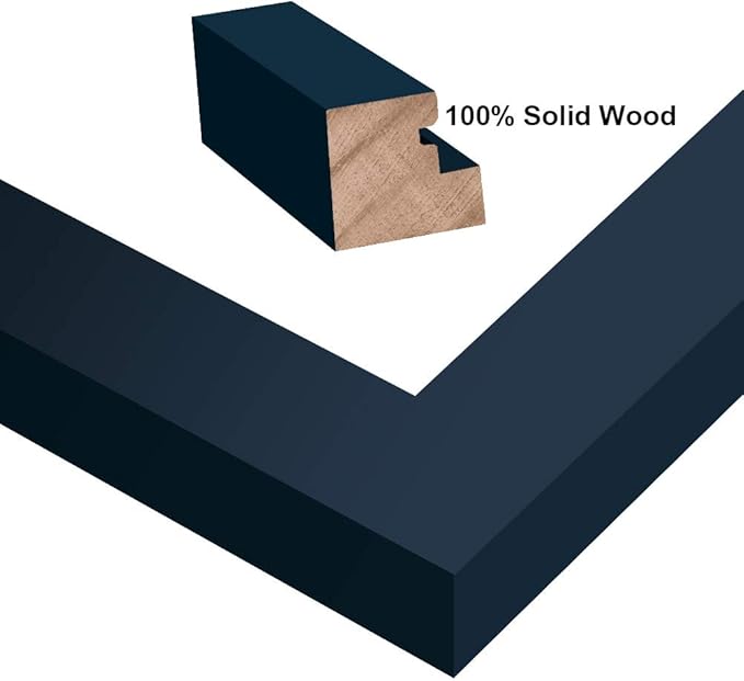 RPJC 6x8 inch Picture Frame Made of Solid Wood and High Definition Glass Display Pictures 4x6 with Mat or 6x8 Without Mat for Wall Mounting Photo Frame Jazz Blue