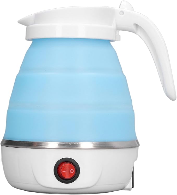 Folding Electric Kettle, US Plug 110V 400W Collapsible Hot Water Kettle with Detachable Power Cord for Desktop (Blue)