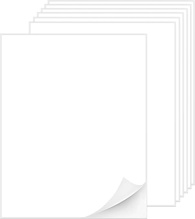 Printable White Sticker Labels, 500 Sheets 8.5" x 11" Full Sheet Label Stickers Paper for Laser & Inkjet Printer - Matte, 500 Labels