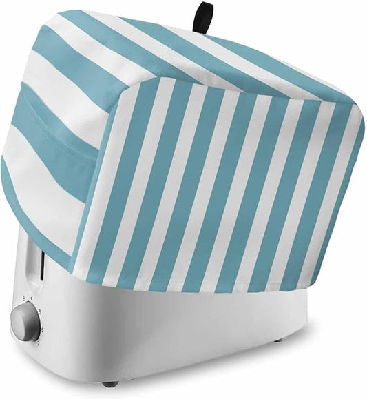 Toaster Cover 4 Slice Cyan Blue Stripes Toaster Oven Cover with Pockets Vertical Striped Dustproof Bakeware Protector Small Kitchen Appliance Dust Covers and Fingerprint Protection for Women