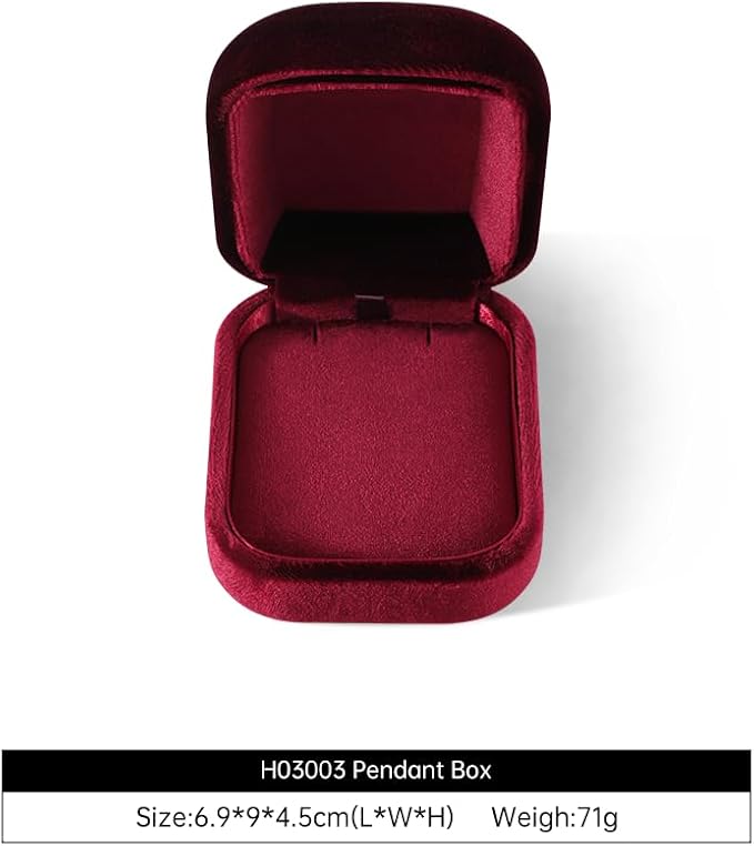 Resilient Velvet Ring Earrings Bracelet Necklace Display Box, Travel Mini Jewelry Organizer Case (Red, Necklace Box)