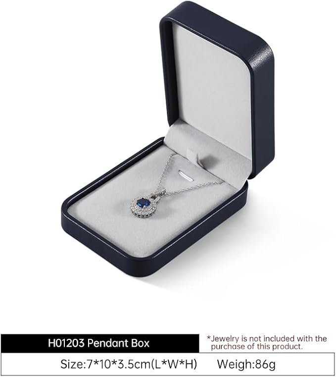 Necklace Gift Box, Leather Small Jewelry Box,Premium Jewelry Box For Necklaces,Luxury Necklace Case (Blue)