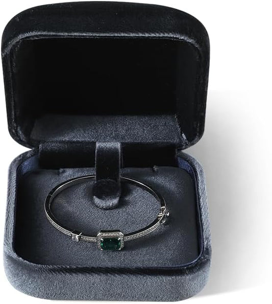Resilient Velvet Ring Earrings Bracelet Necklace Display Box, Travel Mini Jewelry Organizer Case (Gray, Bracelet Box)