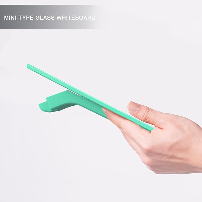 Mint Green Mini Desktop Pure Glass Whiteboard, Small Slope Slick Desk Whiteboard Glass, Desk White Board, Desktop White Board Dry Erase, Stenography Artifact for Office Homeschooling Décor, 8x6 inch