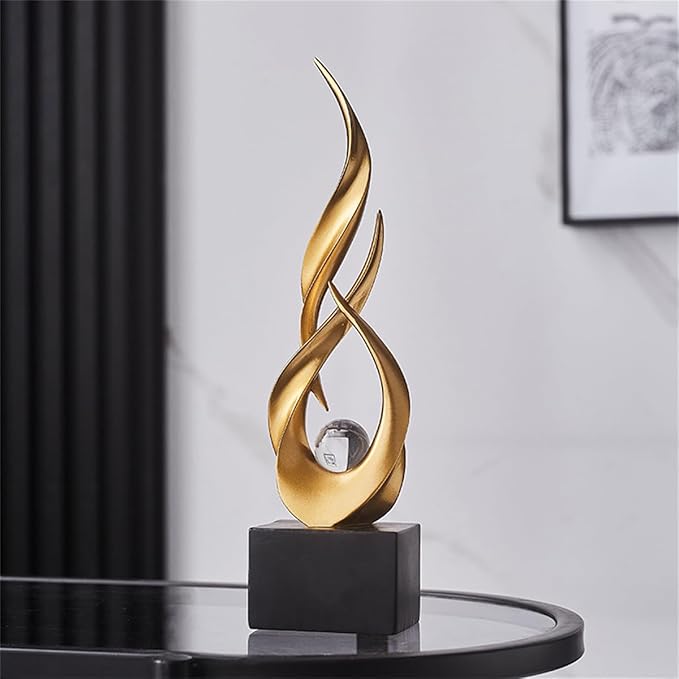 AWNR Abstract Art Deco Decor Statues for Home,Shelves,Table,Living Room, Dining Room,Modern Sculpture Decoraciones of Homes for Sale (Gold D)