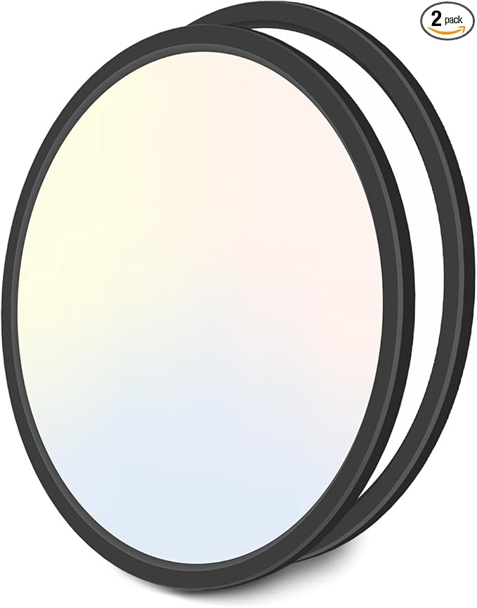 Zemty 2Pack 16.5 Inch LED Flush Mount Light, 36W 4200lm Super Slim Ceiling Light Fixtures, 3000K/4500K/6500K Selectable Ceiling Lamp for Bedroom, Kitchen, Living Room (Black)