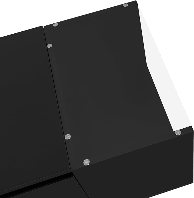 Modern High Gloss Coffee Table with Storage, 41.3-Inch Glass Top Center Cocktail Table with Drawers for Living Room, Black