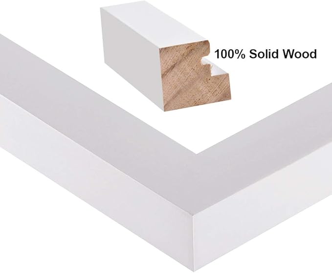 RPJC 9 x 12 Picture Frames Made of Solid Wood and High Definition Glass Display Pictures 6x8 with Mat or 9x12 Without Mat for Wall Mounting Photo Frame White