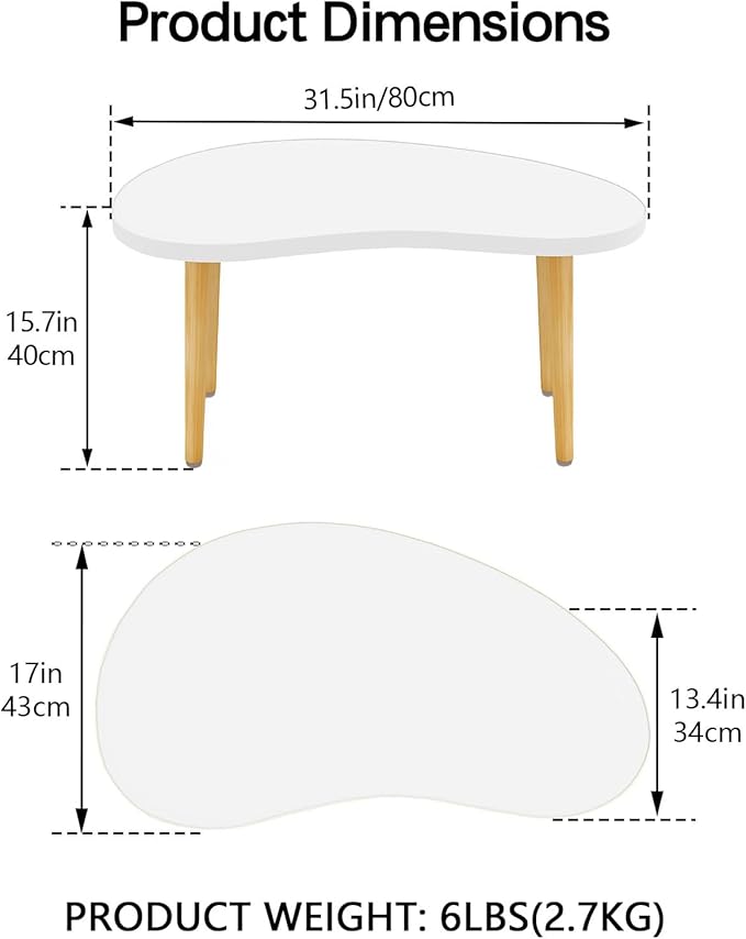 Mango Coffee Table Low Table with 4 Solid Wood Sturdy Legs, Floor Table Desk for Sitting on The Floor, Storage and Living Room Furniture (White)