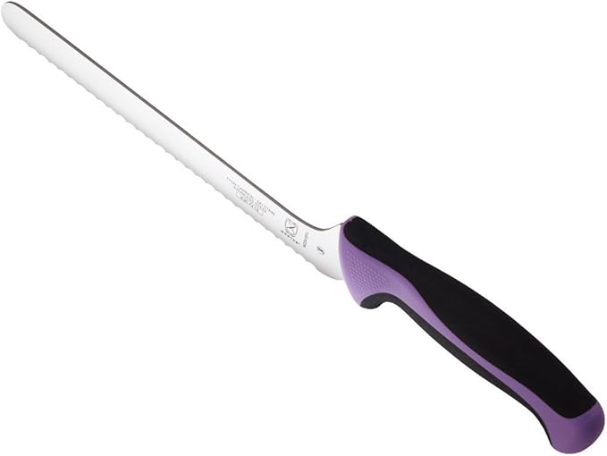 Mercer Culinary Millennia Color Handle Cutlery 8" Offset Bread Knife (Wavy Edge) Purple