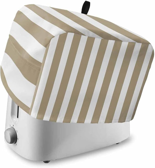 Toaster Cover 4 Slice Khaki Stripes Toaster Oven Cover with Pockets Browm Vertical Striped Dustproof Bakeware Protector Small Kitchen Appliance Dust Covers and Fingerprint Protection for Women