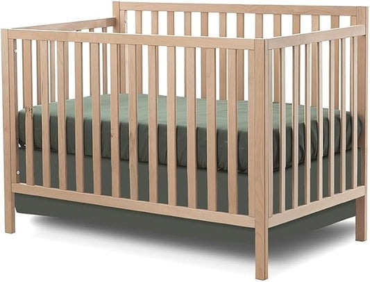 Sorelle Essex Euro 4-in-1 Convertible Crib & Changer – Nursery Furniture Set, Wooden Baby Crib with Non-Toxic Finish, Integrated, Toddler Bed, Daybed, and Full-Size Bed Conversion Kit – Natural