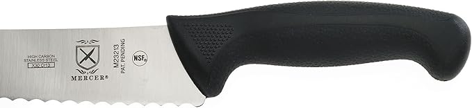 Mercer Culinary M23213 Millenia Black Handle, 12-Inch Wavy Edge, Brisket Knife